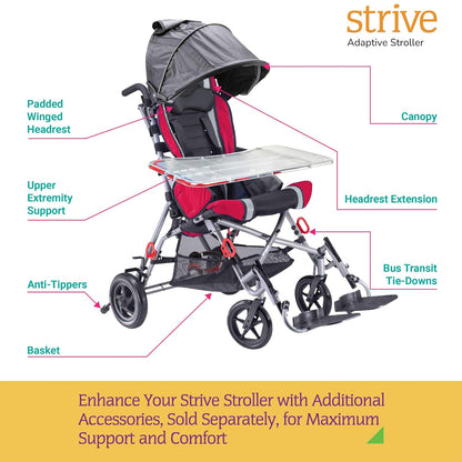 Canopy with Clear Flap Window for Strive 12" & 14" Adaptive Stroller – Premium Sun & Rain Protection Cover, Umbrella Shade Extender Accessory, Lightweight & Durable