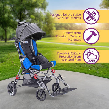 Canopy with Clear Flap Window for Strive 12" & 14" Adaptive Stroller – Premium Sun & Rain Protection Cover, Umbrella Shade Extender Accessory, Lightweight & Durable