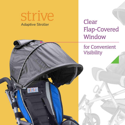 Canopy with Clear Flap Window for Strive 12" & 14" Adaptive Stroller – Premium Sun & Rain Protection Cover, Umbrella Shade Extender Accessory, Lightweight & Durable