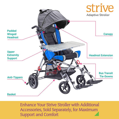 Canopy with Clear Flap Window for Strive 12" & 14" Adaptive Stroller – Premium Sun & Rain Protection Cover, Umbrella Shade Extender Accessory, Lightweight & Durable
