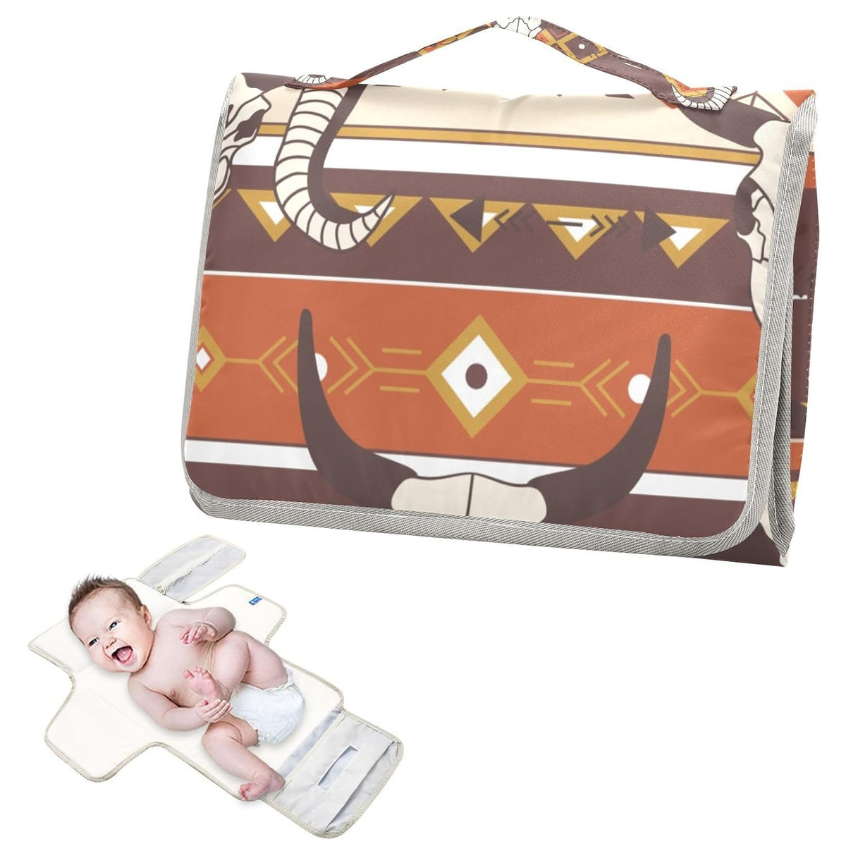 Pink Bow Portable Diaper Changing Pad - Waterproof Foldable Baby Diaper Changing Pad with Built-in Pillow, Travel Diaper Changing Mat for Newborn Baby