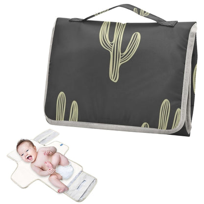Pink Bow Portable Diaper Changing Pad - Waterproof Foldable Baby Diaper Changing Pad with Built-in Pillow, Travel Diaper Changing Mat for Newborn Baby