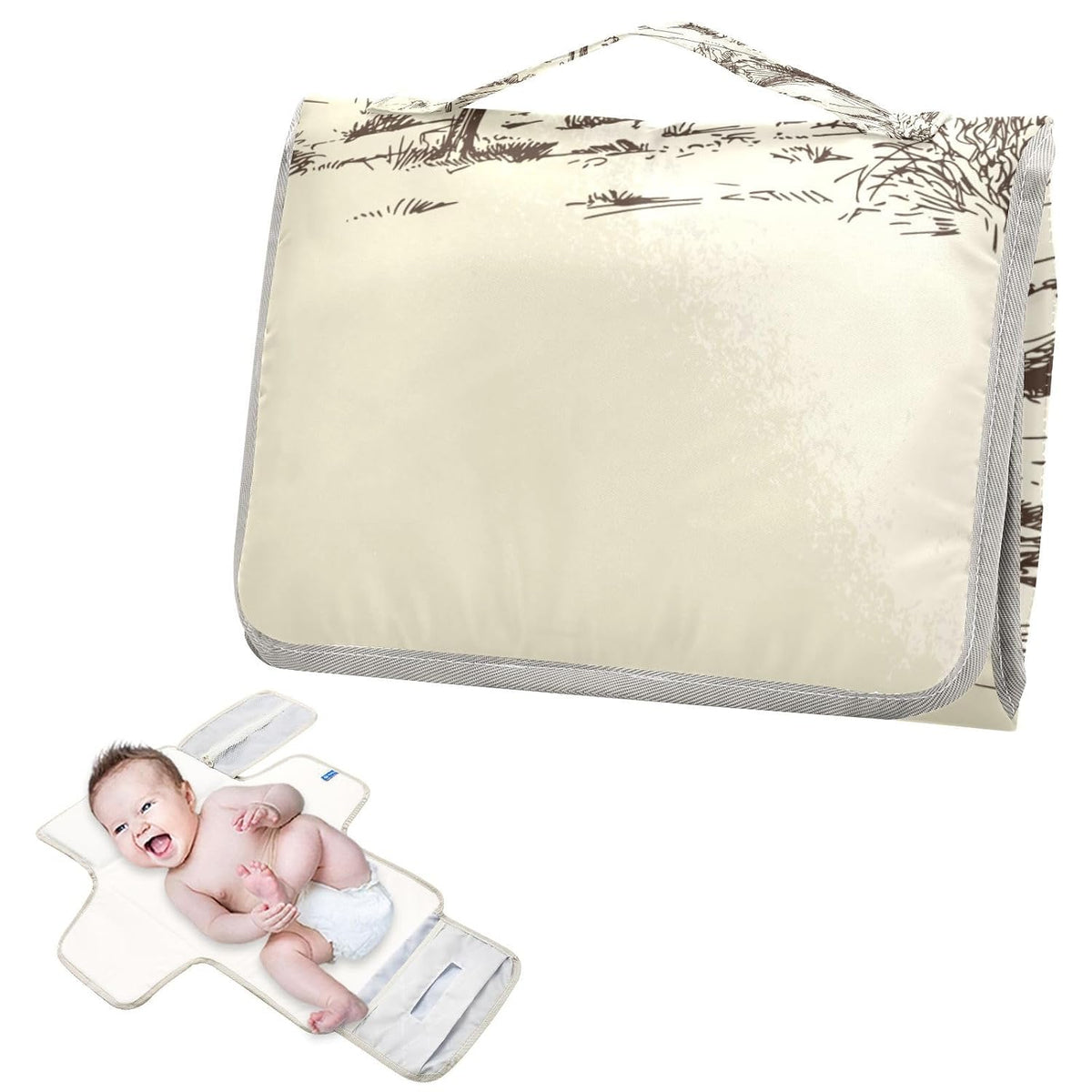 Pink Bow Portable Diaper Changing Pad - Waterproof Foldable Baby Diaper Changing Pad with Built-in Pillow, Travel Diaper Changing Mat for Newborn Baby