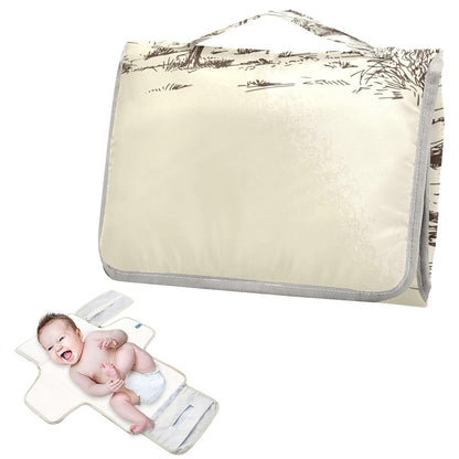 Pink Bow Portable Diaper Changing Pad - Waterproof Foldable Baby Diaper Changing Pad with Built-in Pillow, Travel Diaper Changing Mat for Newborn Baby