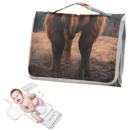 Pink Bow Portable Diaper Changing Pad - Waterproof Foldable Baby Diaper Changing Pad with Built-in Pillow, Travel Diaper Changing Mat for Newborn Baby