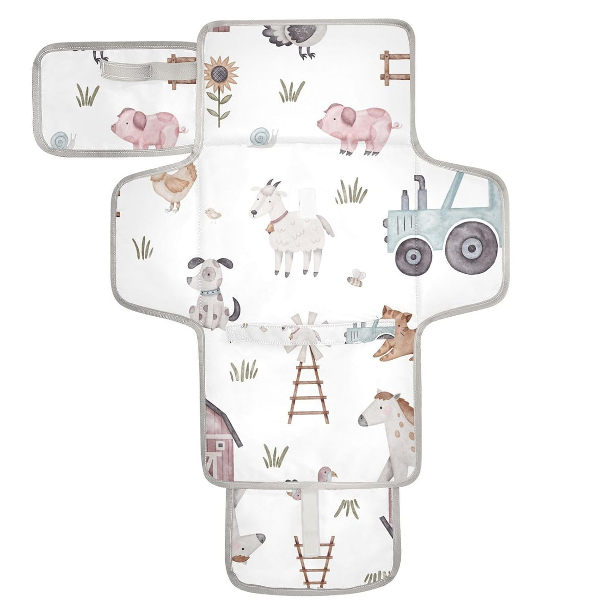 Pink Bow Portable Diaper Changing Pad - Waterproof Foldable Baby Diaper Changing Pad with Built-in Pillow, Travel Diaper Changing Mat for Newborn Baby