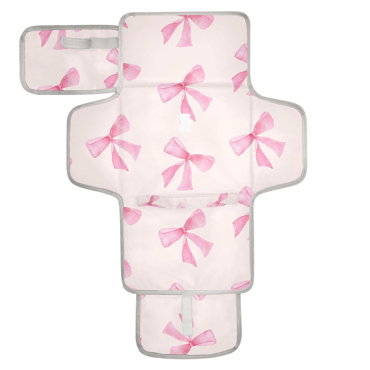 Pink Bow Portable Diaper Changing Pad - Waterproof Foldable Baby Diaper Changing Pad with Built-in Pillow, Travel Diaper Changing Mat for Newborn Baby
