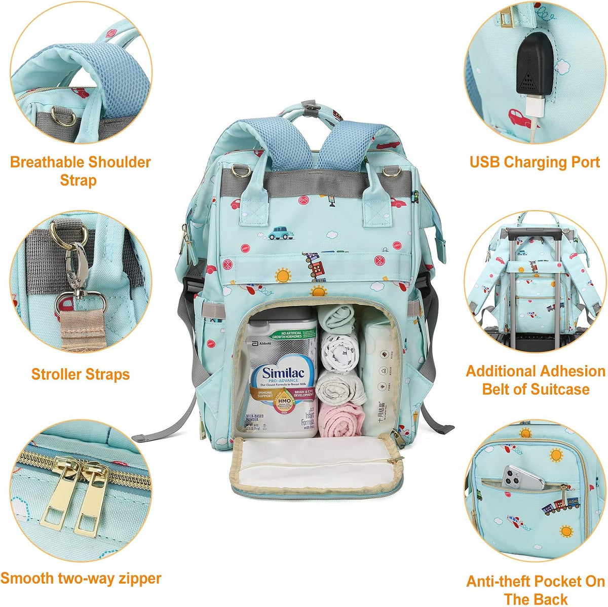 Diaper Bags Backpack for Mom Dad, Baby Care Bag Nappy Bags for Boys Girls