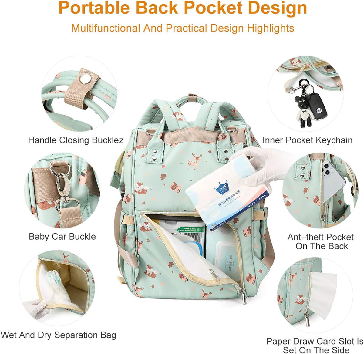 Diaper Bags Backpack for Mom Dad, Baby Care Bag Nappy Bags for Boys Girls