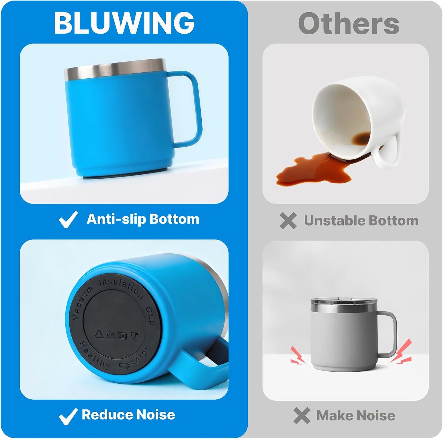Silicone Bottom Protector for YETI Rambler 14oz Ceramic Lined Stackable Mug | Protective Rubber Bottom, Anti-Slip, BPA Free, Reduce Noise, Installs Effortlessly, For Home and Office Hydration, 4 Pack