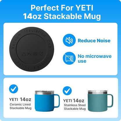 Silicone Bottom Protector for YETI Rambler 14oz Ceramic Lined Stackable Mug | Protective Rubber Bottom, Anti-Slip, BPA Free, Reduce Noise, Installs Effortlessly, For Home and Office Hydration, 4 Pack