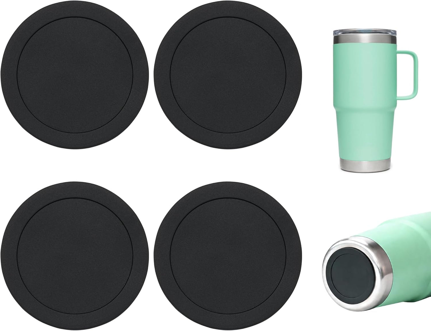 Silicone Bottom Protector for YETI Rambler 14oz Ceramic Lined Stackable Mug | Protective Rubber Bottom, Anti-Slip, BPA Free, Reduce Noise, Installs Effortlessly, For Home and Office Hydration, 4 Pack