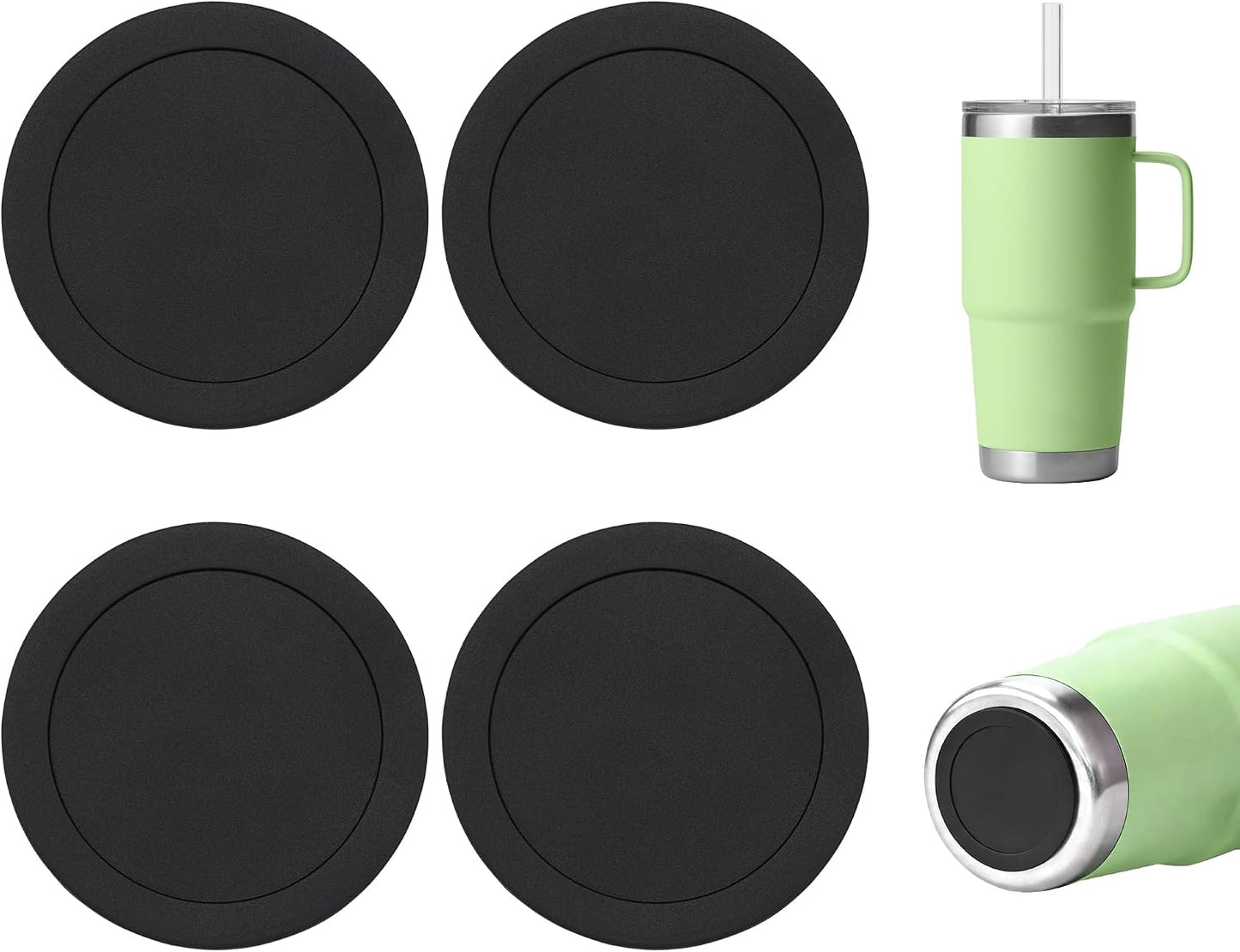Silicone Bottom Protector for YETI Rambler 14oz Ceramic Lined Stackable Mug | Protective Rubber Bottom, Anti-Slip, BPA Free, Reduce Noise, Installs Effortlessly, For Home and Office Hydration, 4 Pack
