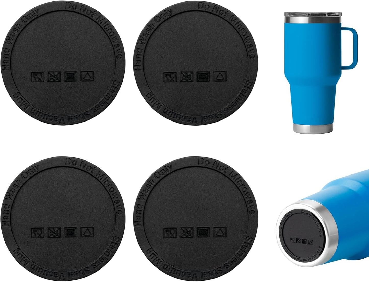 Silicone Bottom Protector for YETI Rambler 14oz Ceramic Lined Stackable Mug | Protective Rubber Bottom, Anti-Slip, BPA Free, Reduce Noise, Installs Effortlessly, For Home and Office Hydration, 4 Pack