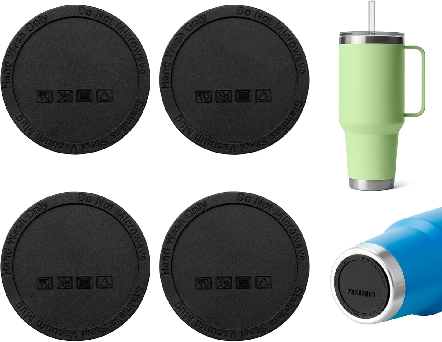 Silicone Bottom Protector for YETI Rambler 14oz Ceramic Lined Stackable Mug | Protective Rubber Bottom, Anti-Slip, BPA Free, Reduce Noise, Installs Effortlessly, For Home and Office Hydration, 4 Pack