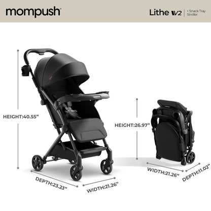 Lithe V2 Lightweight Travel Stroller Snack Tray Included, Forest