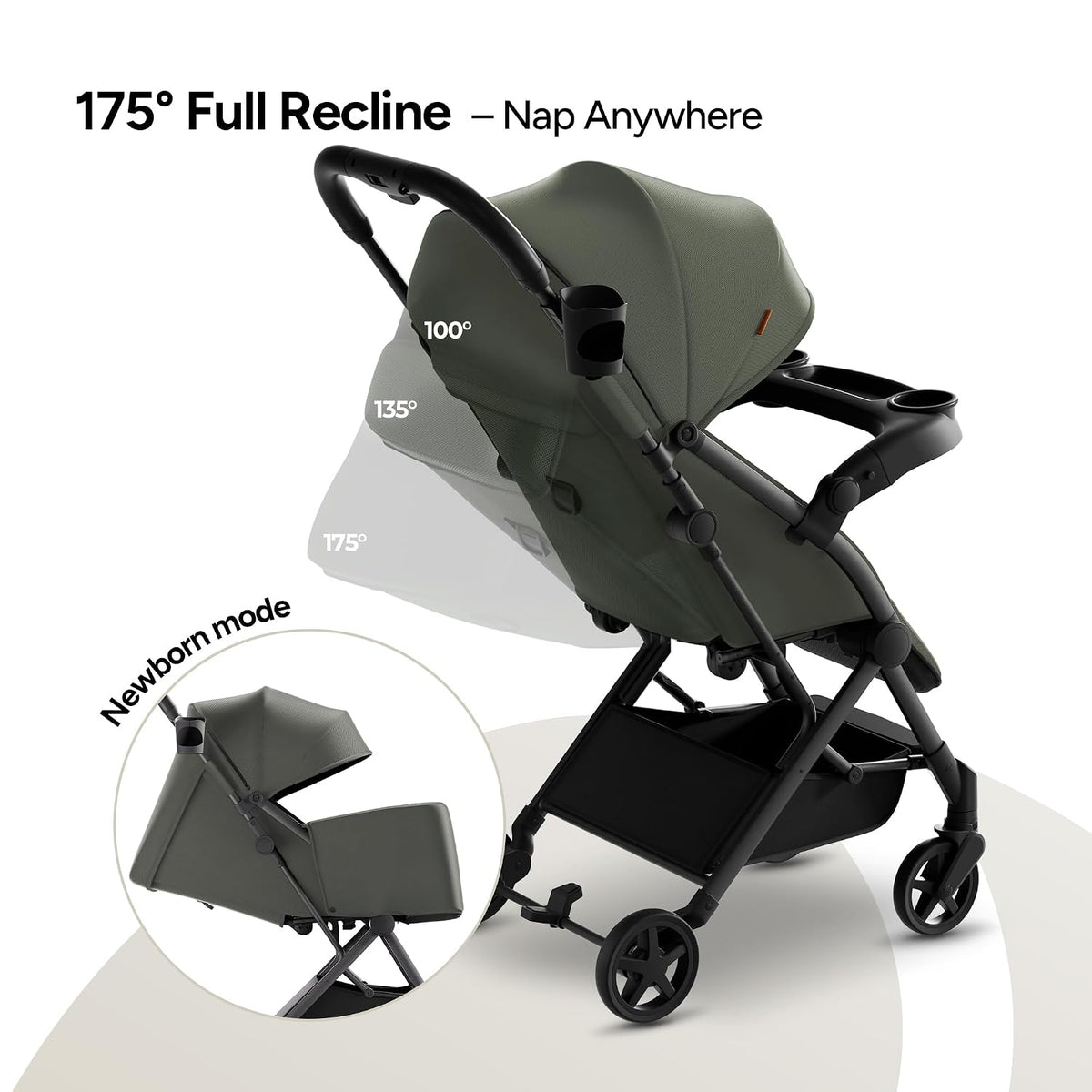 Lithe V2 Lightweight Travel Stroller Snack Tray Included, Forest