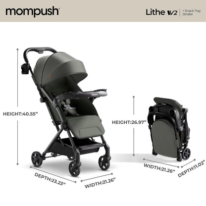 Lithe V2 Lightweight Travel Stroller Snack Tray Included, Forest