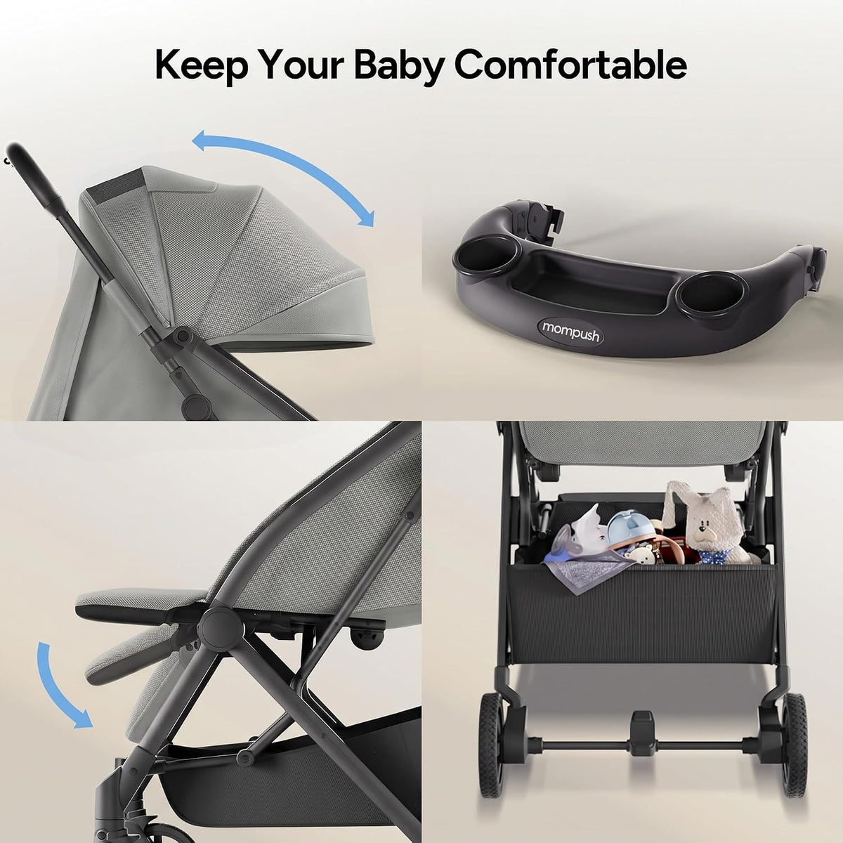 Lithe V2 Lightweight Travel Stroller Snack Tray Included, Forest