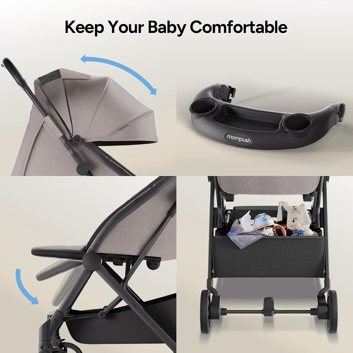 Lithe V2 Lightweight Travel Stroller Snack Tray Included, Forest