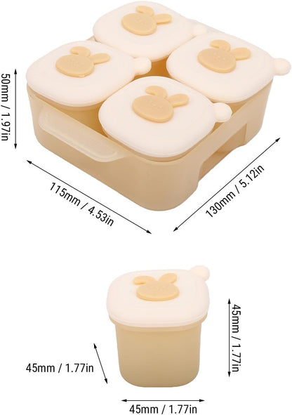 4 Silicone Complementary Food Containers with Lids, for Freezer Soup Meat Puree