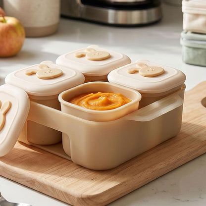 4 Silicone Complementary Food Containers with Lids, for Freezer Soup Meat Puree