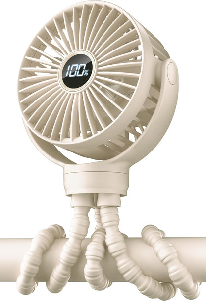 Portable Stroller Fan, Mini Baby Fans Battery Operated with LED Display