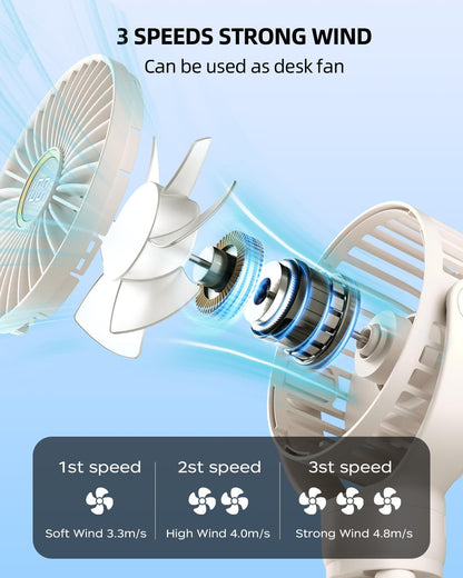 Portable Stroller Fan, Mini Baby Fans Battery Operated with LED Display