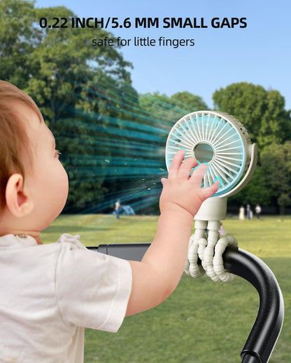 Portable Stroller Fan, Mini Baby Fans Battery Operated with LED Display