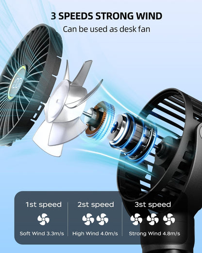 Portable Stroller Fan, Mini Baby Fans Battery Operated with LED Display