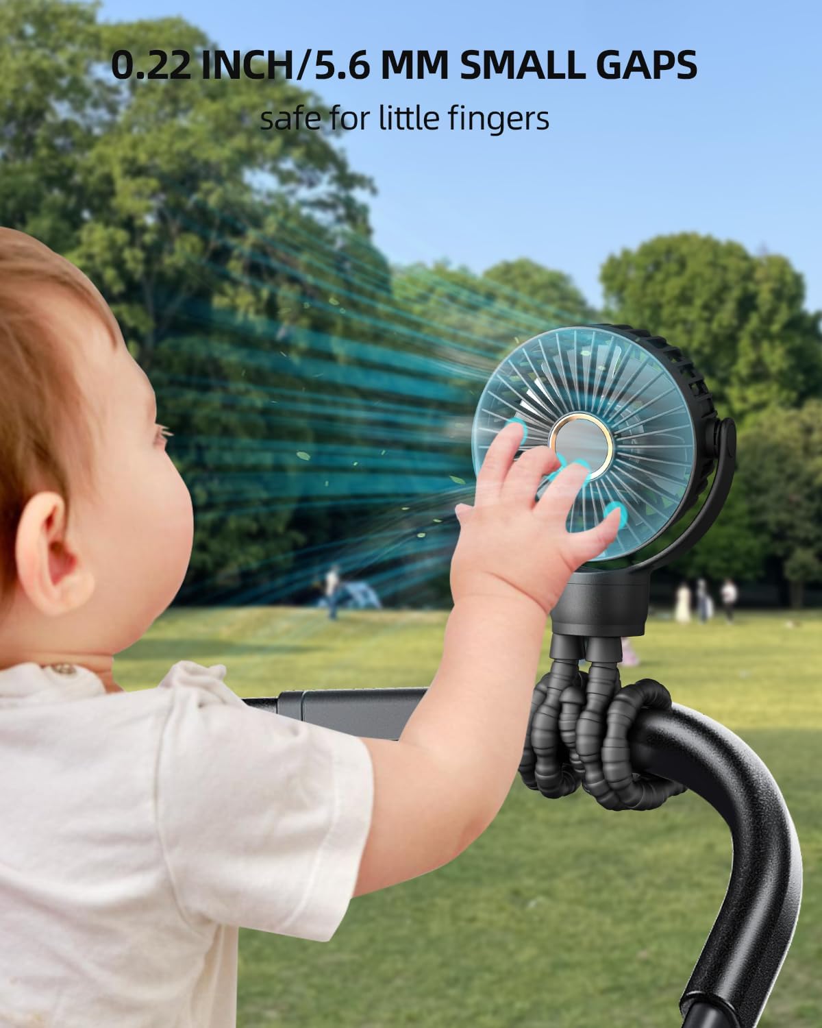 Portable Stroller Fan, Mini Baby Fans Battery Operated with LED Display