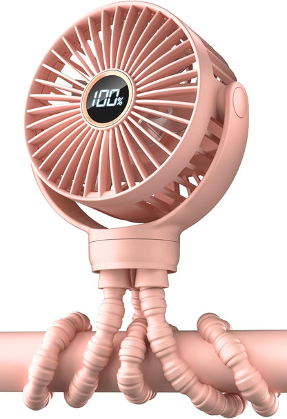 Portable Stroller Fan, Mini Baby Fans Battery Operated with LED Display