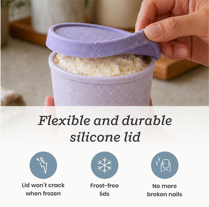 Starpack Freeze The Day Ice Cream Containers for Freezer (13.5oz) - Dessert Single Serve with Silicone Lids - BPA-Free, Airtight, Reusable for Homemade Ice Cream, Sorbet, Total capacity 2.5QT