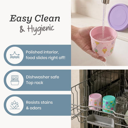 Starpack Freeze The Day Ice Cream Containers for Freezer (13.5oz) - Dessert Single Serve with Silicone Lids - BPA-Free, Airtight, Reusable for Homemade Ice Cream, Sorbet, Total capacity 2.5QT