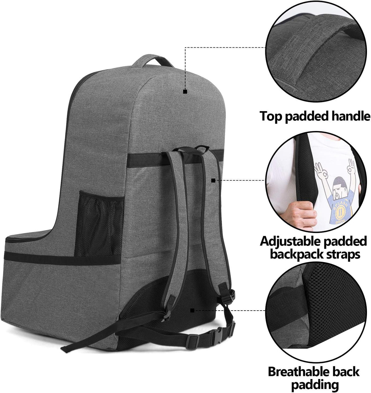 Car Seat Travel Bag, Gray