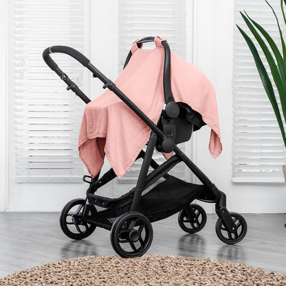 Baby Car Seat Cover - Muslin Cotton Baby Seat Cover Mauve