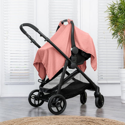 Baby Car Seat Cover - Muslin Cotton Baby Seat Cover Mauve
