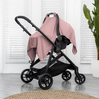 Baby Car Seat Cover - Muslin Cotton Baby Seat Cover Mauve