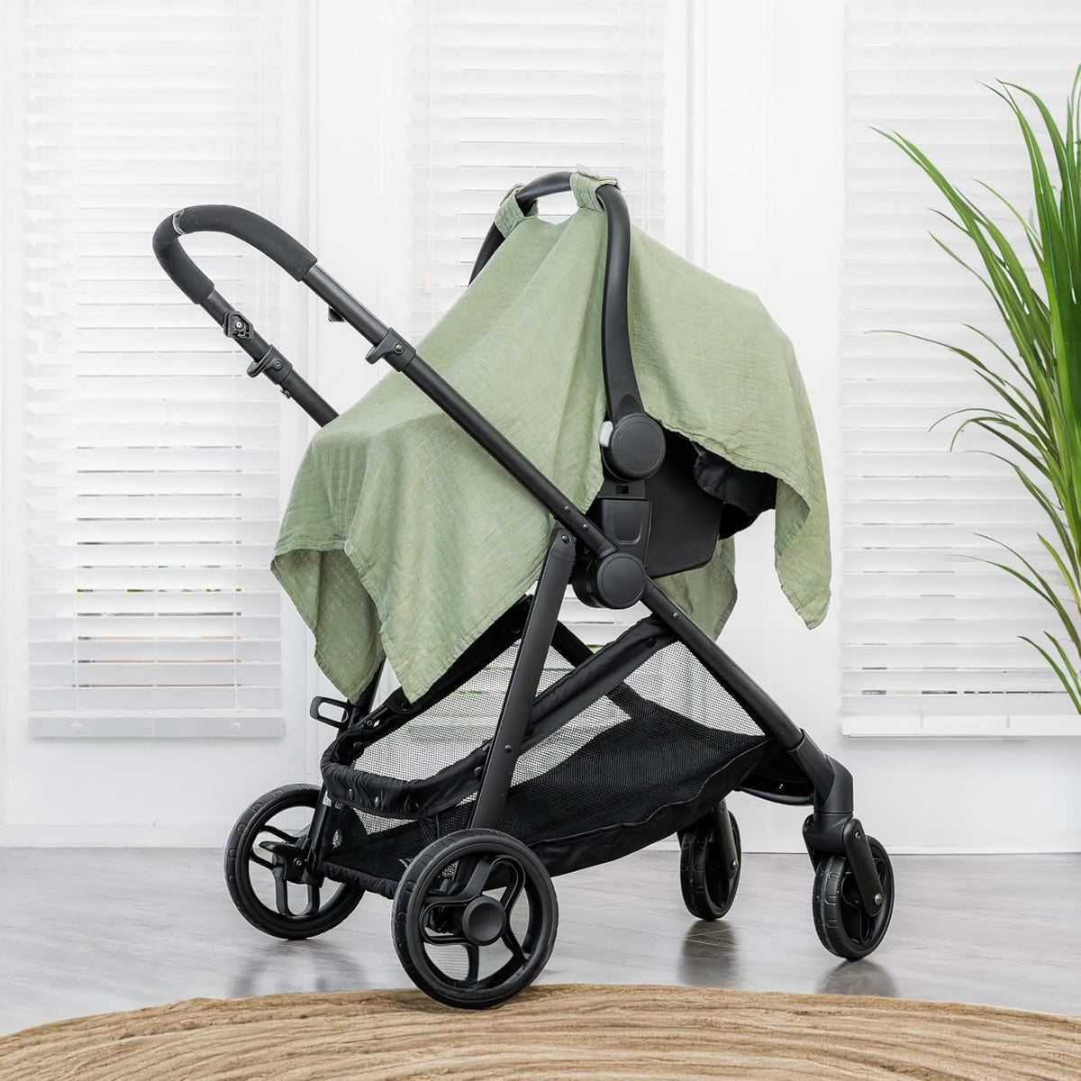 Baby Car Seat Cover - Muslin Cotton Baby Seat Cover Mauve