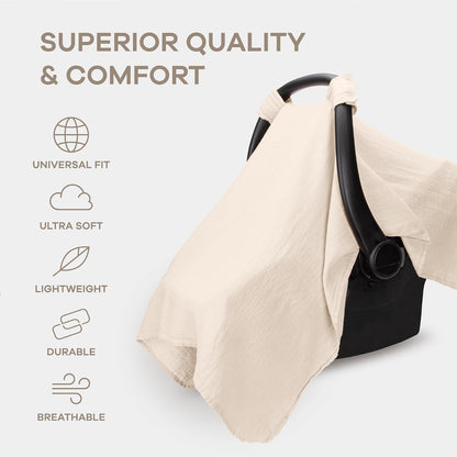 Baby Car Seat Cover - Muslin Cotton Baby Seat Cover Mauve
