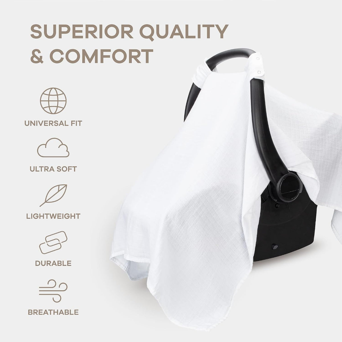 Baby Car Seat Cover - Muslin Cotton Baby Seat Cover Mauve
