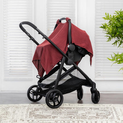 Baby Car Seat Cover - Muslin Cotton Baby Seat Cover Mauve
