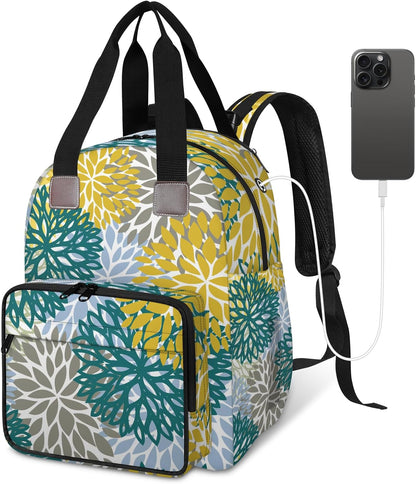 Colourful Leaves Diaper Bag Backpack for Travel, Waterproof Diaper Bag with Insulated Bottle Pockets & USB Port, Large Capacity Baby Bag for Moms & Dads