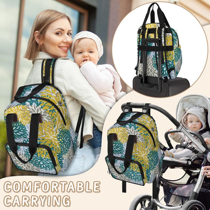 Colourful Leaves Diaper Bag Backpack for Travel, Waterproof Diaper Bag with Insulated Bottle Pockets & USB Port, Large Capacity Baby Bag for Moms & Dads
