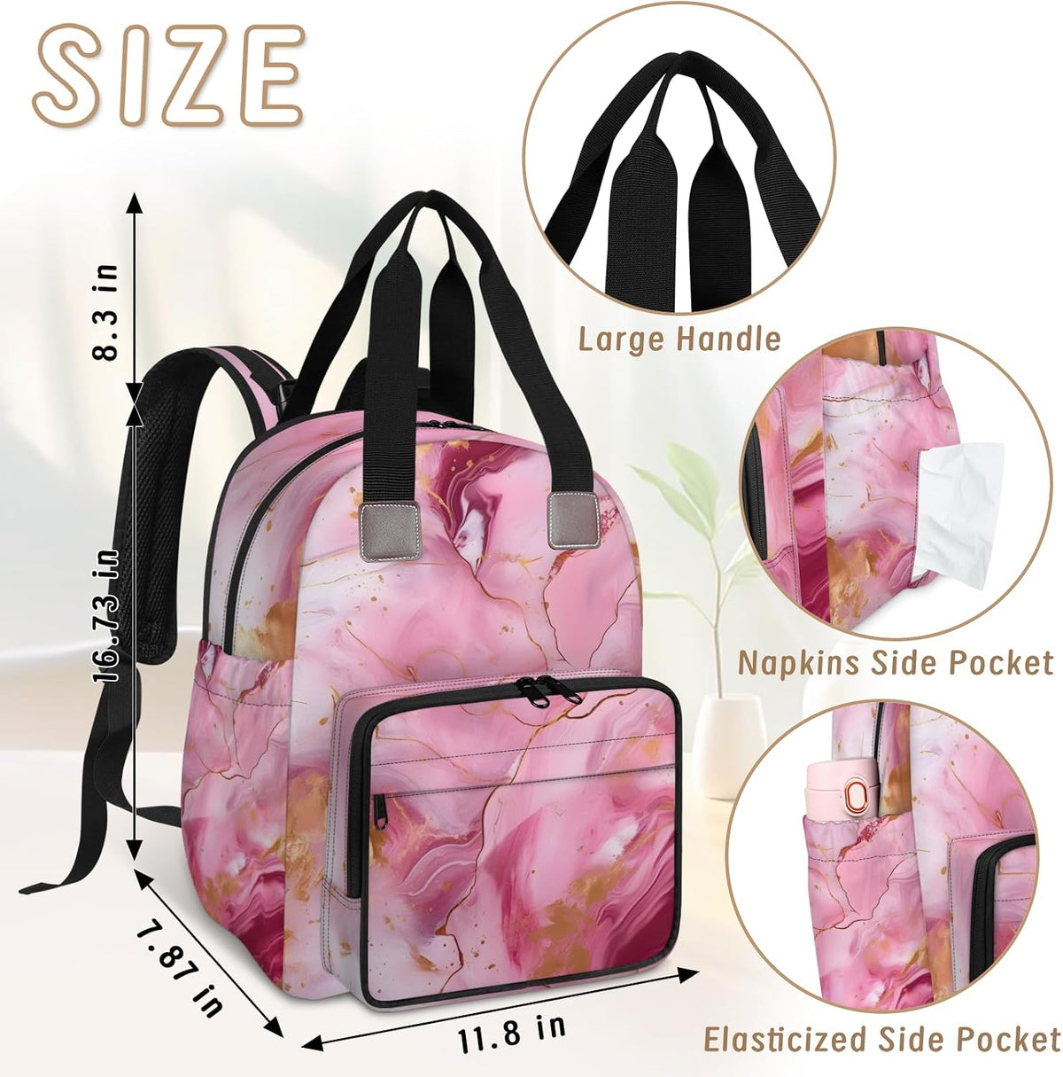 Colourful Leaves Diaper Bag Backpack for Travel, Waterproof Diaper Bag with Insulated Bottle Pockets & USB Port, Large Capacity Baby Bag for Moms & Dads