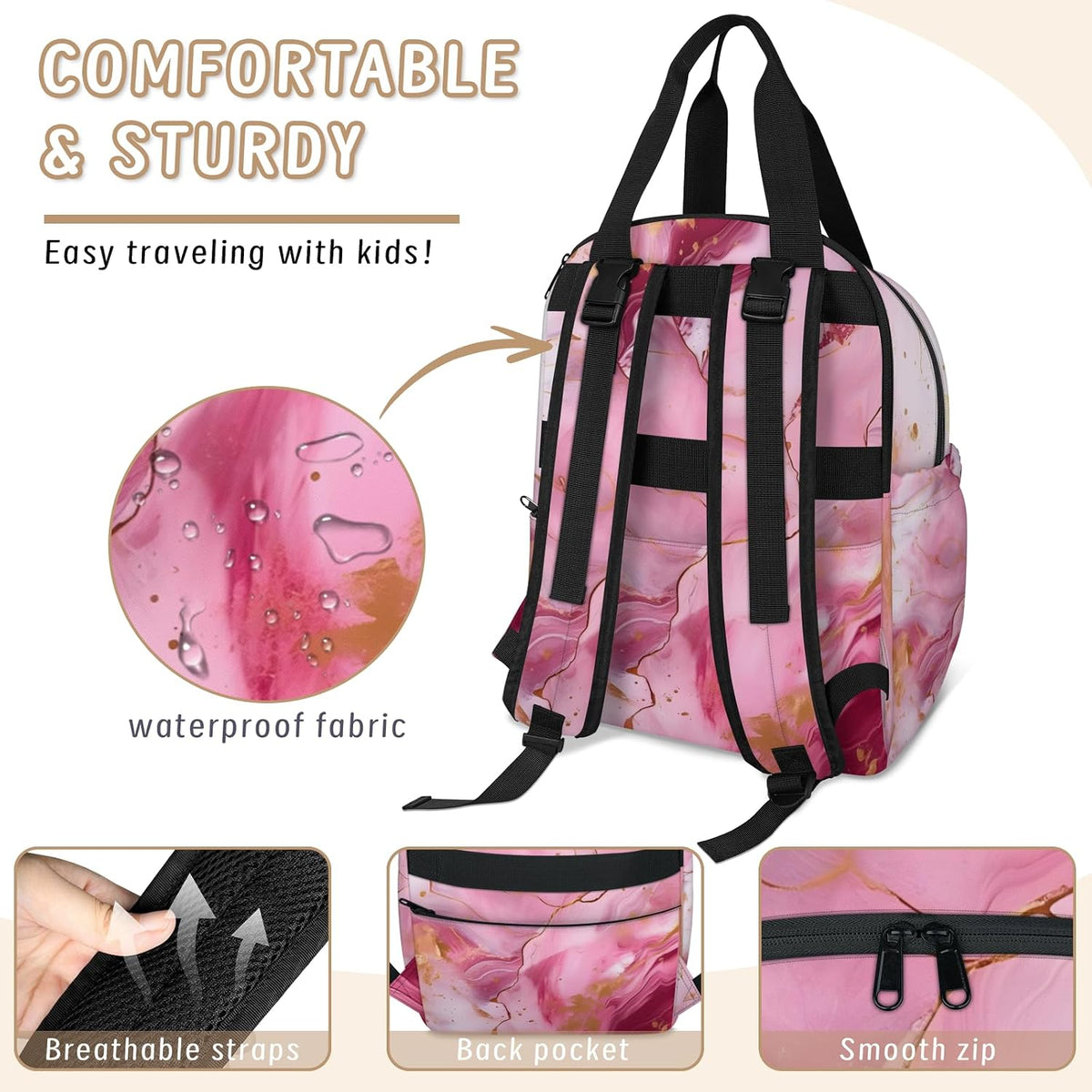 Colourful Leaves Diaper Bag Backpack for Travel, Waterproof Diaper Bag with Insulated Bottle Pockets & USB Port, Large Capacity Baby Bag for Moms & Dads