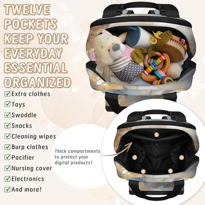 Colourful Leaves Diaper Bag Backpack for Travel, Waterproof Diaper Bag with Insulated Bottle Pockets & USB Port, Large Capacity Baby Bag for Moms & Dads