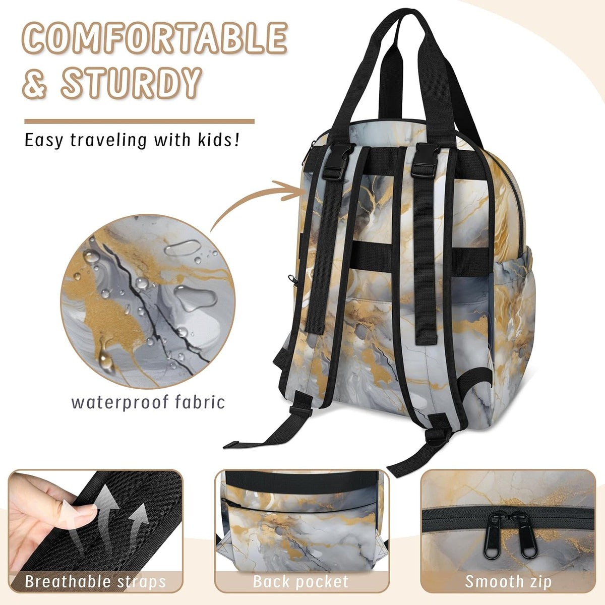 Colourful Leaves Diaper Bag Backpack for Travel, Waterproof Diaper Bag with Insulated Bottle Pockets & USB Port, Large Capacity Baby Bag for Moms & Dads