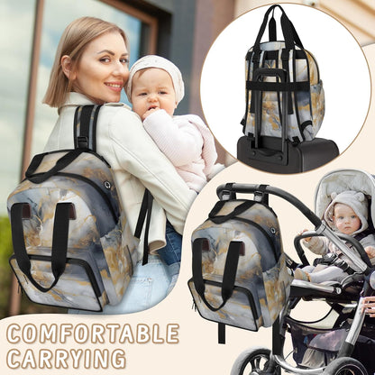 Colourful Leaves Diaper Bag Backpack for Travel, Waterproof Diaper Bag with Insulated Bottle Pockets & USB Port, Large Capacity Baby Bag for Moms & Dads