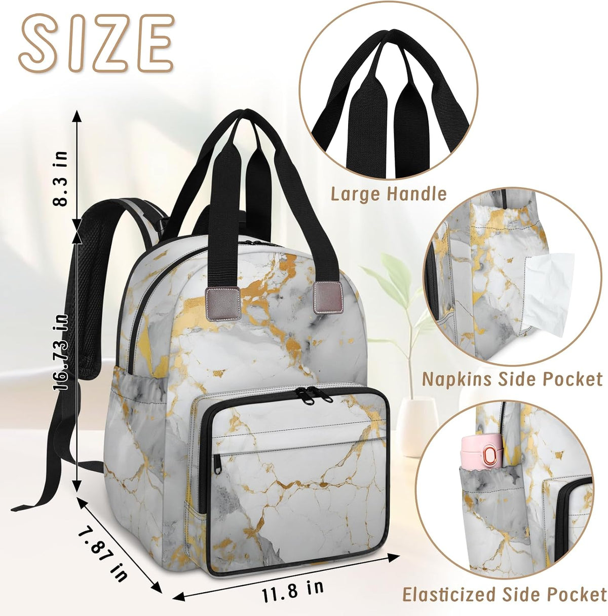 Colourful Leaves Diaper Bag Backpack for Travel, Waterproof Diaper Bag with Insulated Bottle Pockets & USB Port, Large Capacity Baby Bag for Moms & Dads
